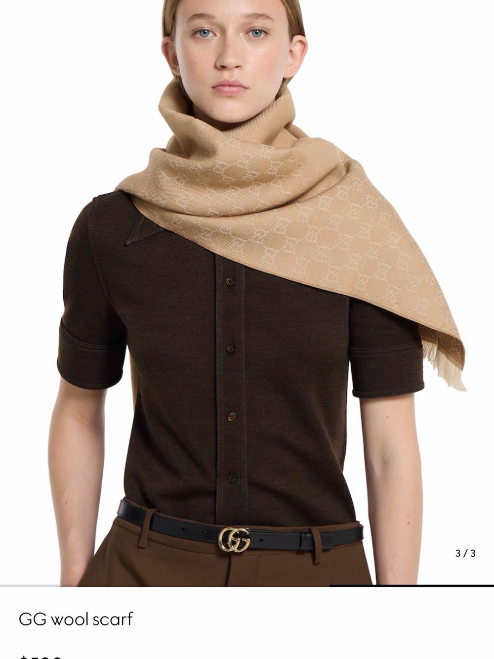 GG wool scarf in beige and ivory | GUCCI® US - Picture 6 of 8